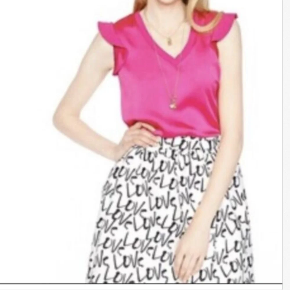 Kate Spade New York Pink Satin Flutter Sleeve NWOT